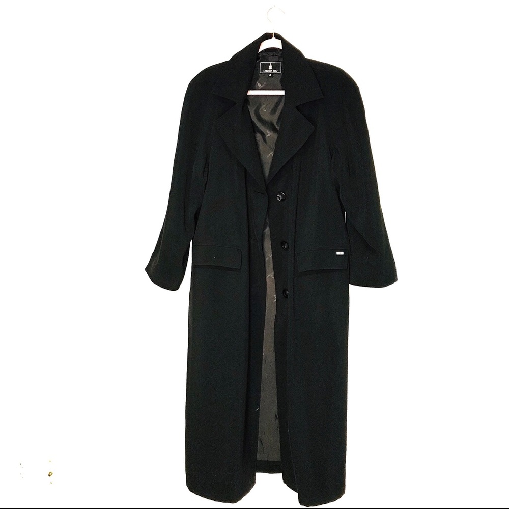 London Fog Black Trench Coat Size 12